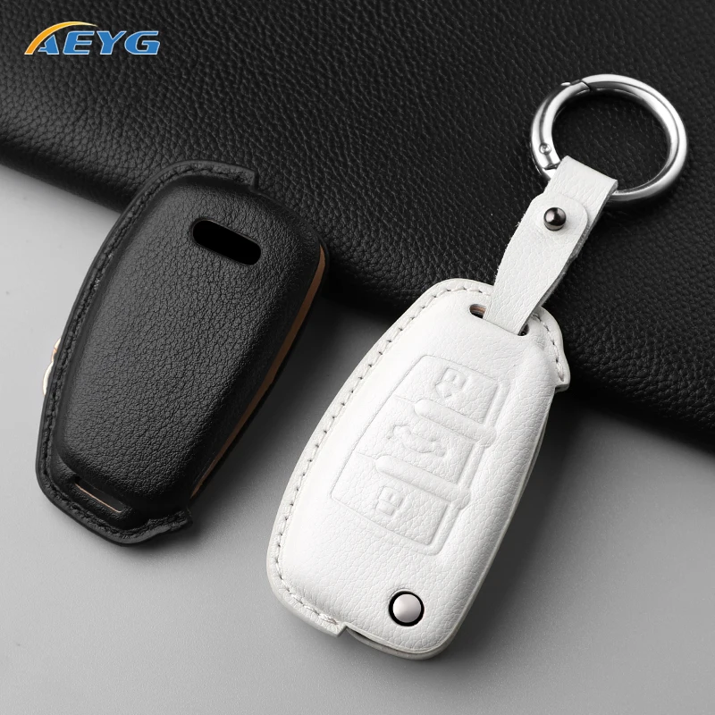Premium Leather Car Key Case Cover with Key Chain Holder