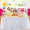 Sheer Table Skirt Tablecloth 3-Ply with LED Lights Premium Gold Edge Wedding Party Cake Table Decoration 5