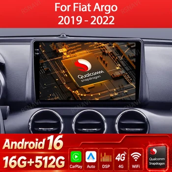 Autoradio Android 16 con Carplay Wireless per Fiat Argo 2019-2022, Navigatore GPS, Lettore Multimediale Video, Unità Principale con 4G, WIFI, BT
