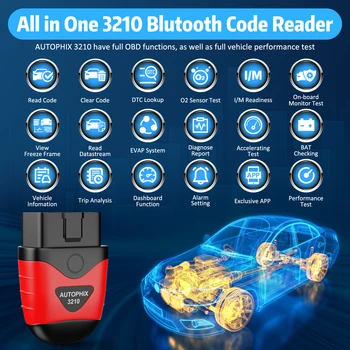 AUTOPHIX 3210 Bluetooth OBD2 Scanner Car Code Reader OBD 2 Scan Diagnostic Tools Battery Test Alarm Setting Performance Test 2