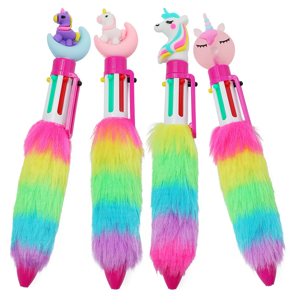 

4 Pcs Colour Pencil Set Ballpoint Student Pens Colored for Plush Plastic Multicolor Cute Bulk