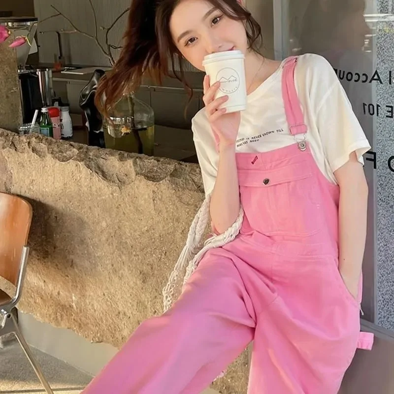 

Harajuku Loose Jumpsuit Women's Kawaii Casual Wide-leg Overalls Korean Fashion Pants Retro Soft Girl Y2k Street Pants Sweatpants