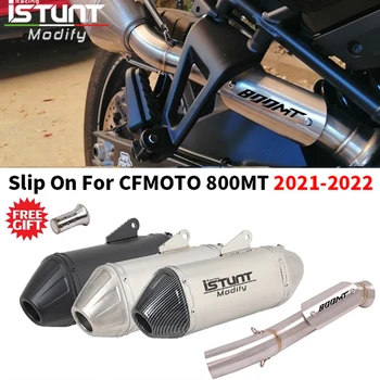 Slip On For CFMOTO 800MT CF 800-5A 2021 2022 Motorcycle Exhaust Muffler Mid Link Pipe Full System Espace Moto modify