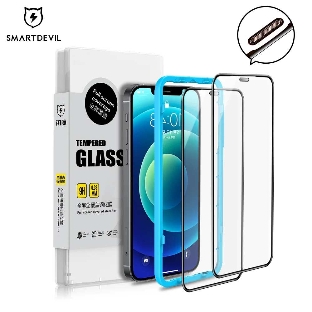 

SmartDevil 2pcs Screen Protector for iPhone 13 12 11 Pro Max Full Cover Tempered Glass for iPhone X XS XR HD Protect Front Film