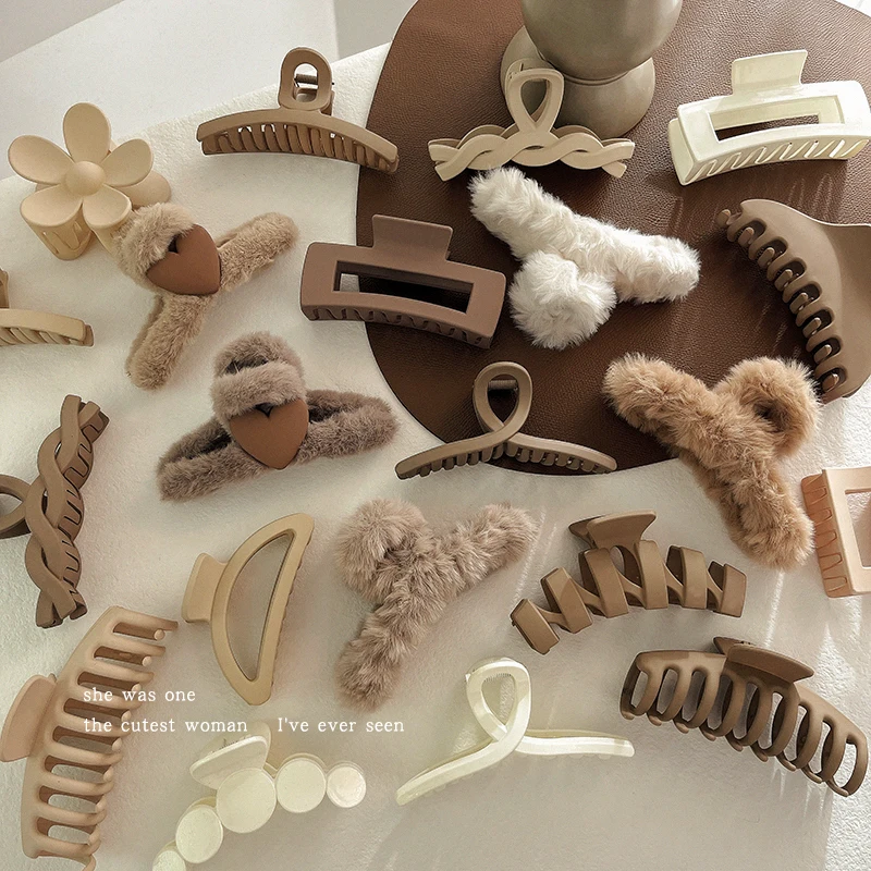 New Ladies Headwear Fashion Claw Clip Set Milk Coffee Color Acrylic Big Hair Clip Korean Style Girls Versatile Hair Accessories ladies fashion acrylic round buckle without hole simple belt suede autumn winter coat all match wide with skirt sweater belts