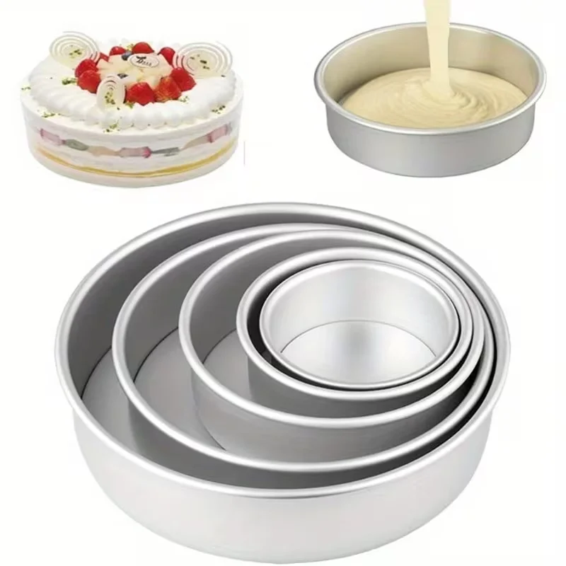 Non-Stick Round Aluminum Cake Pan Set (5pcs, 4–8 Inch) – Solid Base Layered Cake Pans with Easy Release, Oven Safe Non-Stick Round Aluminum Cake Pan Set (5pcs, 4–8 Inch) – Solid Base Layered Cake Pans with Easy Release, Oven Safe