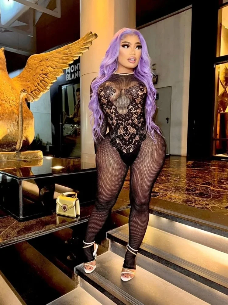 Wmstar Jumpsuit Women Sexy and Thick One Piece Mesh See Through Pajamas That Can Be Worn on The Outside Tight Party Club Outfits