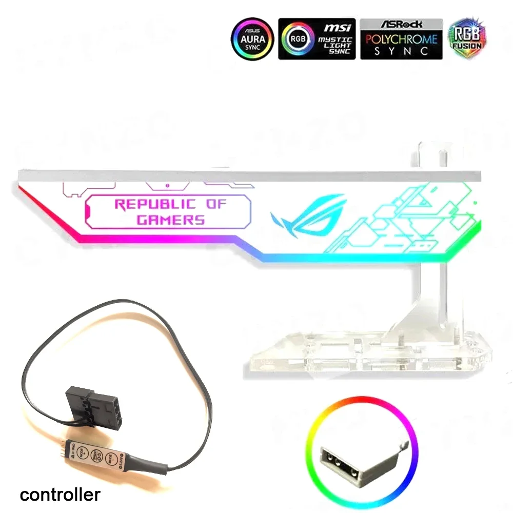 Mod Suporte Vga 4090 3090 Placa Gráfica Bracket 5v 3pin Argb Aura Sync 3080 3070 Gpu Suporte Customzable Gamer Decoração do Armário - Imagem 6