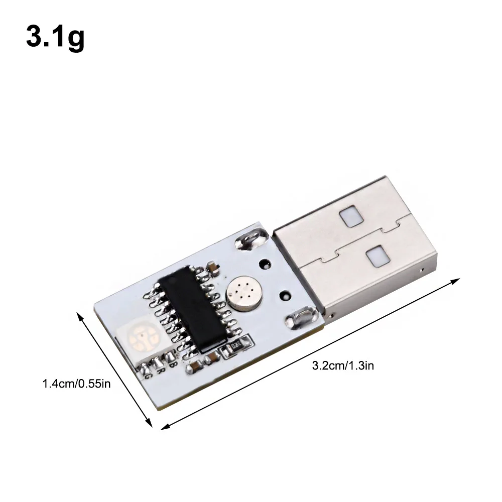 Mini Pocket Card USB Power LED Module1W LED Intelligent Chinese/English Voice Control Night Light Module 6 Colors Freely Change