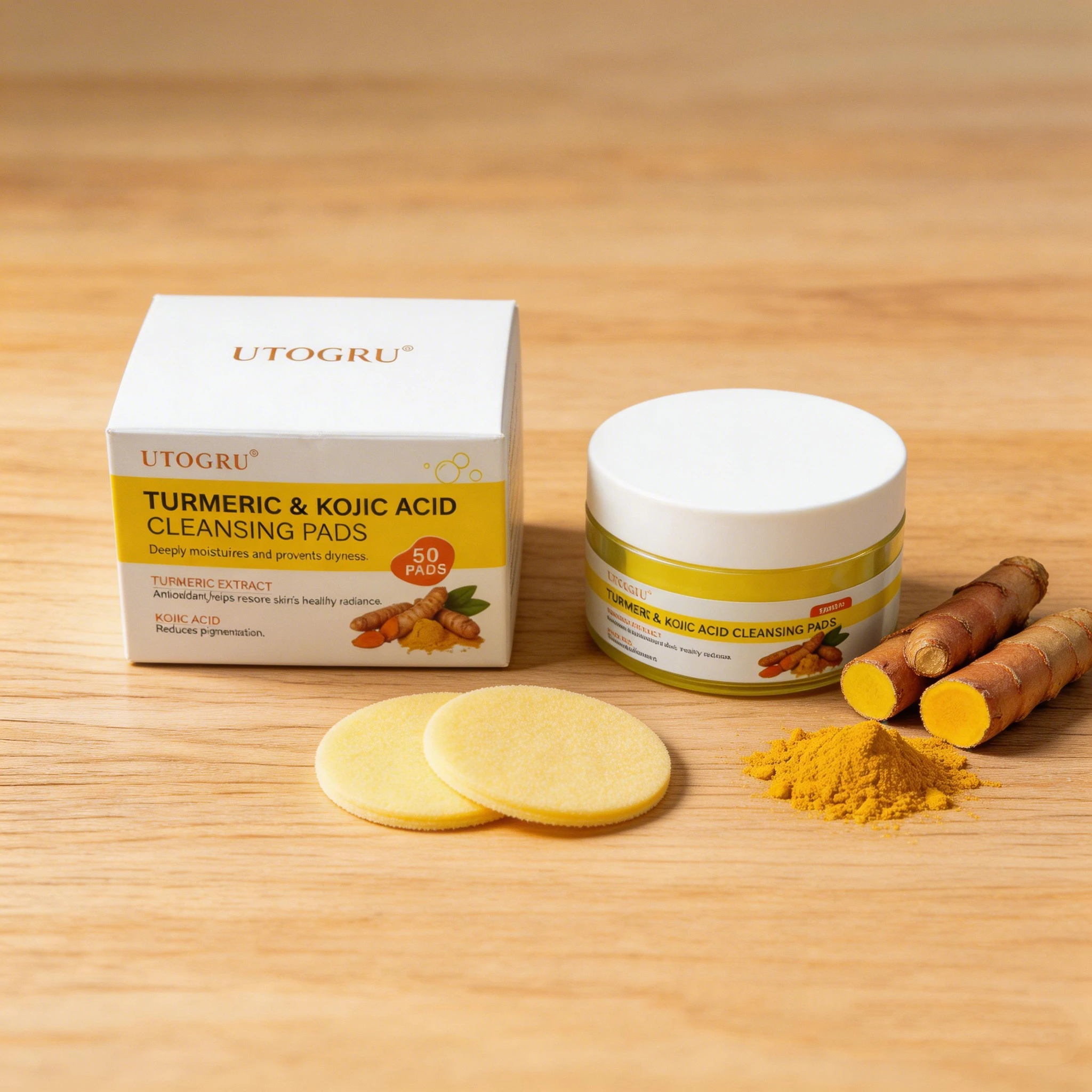 Turmeric & Kojic Acid Cleansing Pads For Dark Spots And Brightening_voghion.com