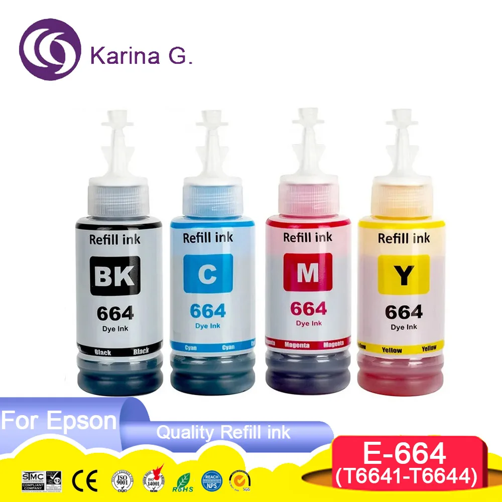 T664 664 Premium Color Compatible Bottle Refill Tinta Ink for L100/ L110/L120/L