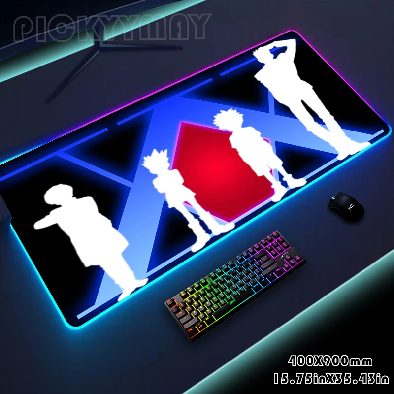 

Large RGB Mouse Mat HUNTER×HUNTER Desk Mat LED Gaming Mousepad Big Luminous Desk Pad Gamer Backlit Mouse Pad Mousepads