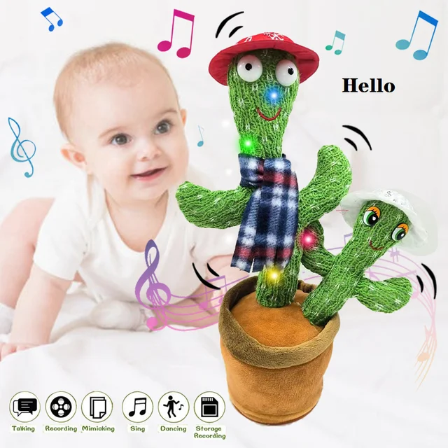 Dancing Cactus Repeat Talking Toy Electronic Plush Toys Can Sing Record Lighten Battery USB Charging Early Education Funny Gift 1