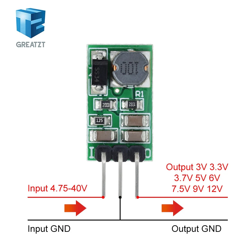 1A DC 5-40V to 3V 3.3V 3.7V 5V 6V 7.5V 9V 12V Regulator DC-DC Step-Down Buck Converter Module Board buck converter voltage regulator module step down module power supply module