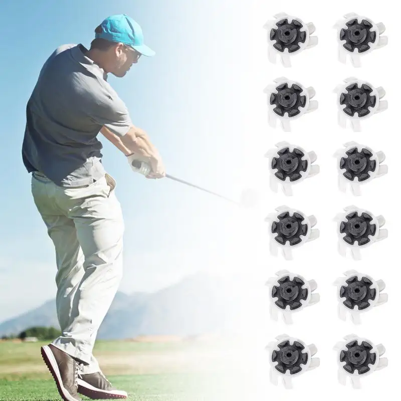 Golf Spikes Footwears 12 Pieces Golf Shoe Spikes Golf Cleat Quick Twist Golf Spikes Golf Cleats Portable Wrench Screw For Golf 4
