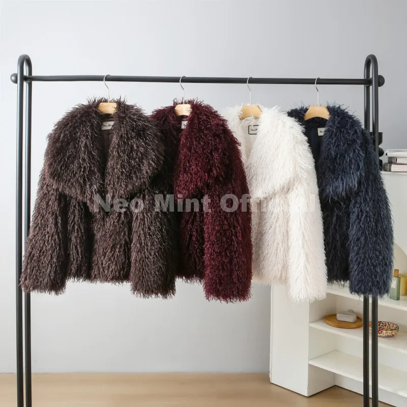 Neo Mint 2025 Winter Lulicore Fashion Brown Faux Fur Coat Women