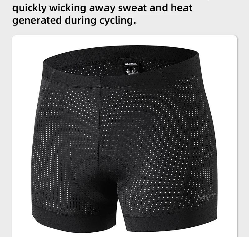 YKYWBIKE Herren-Radunterwäsche, atmungsaktive Mesh-Shorts, weiche, bequeme, 200 kg/m³ schwammgepolsterte Unterhose für MTB-Rennräder – Detail 11