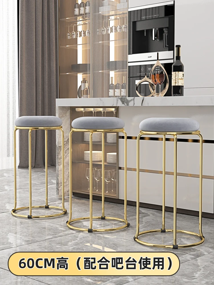 

cashier cafe Shop bar stool stackable Bar stool light luxury modern simple high stool Nordic home bar chair round stool