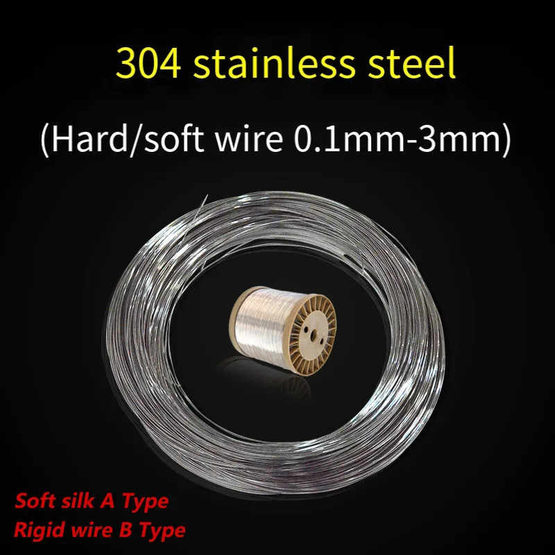 1-10m Standard 304 Stainless Steel Strand Medium Hard fine Wire Soft Single Wire 0.1/0.2/0.3/0.4/0.5/0.6/0.7/0.8/1/1.5/2mm