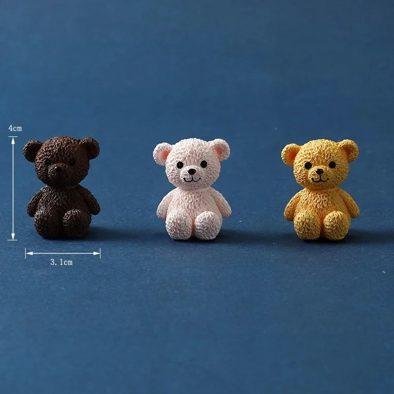 Resin Kawaii Bear Figurines Miniature Craft Fairy Garden Ornament Miniature Dollhouse Home Decoration Accessories Hot Sale