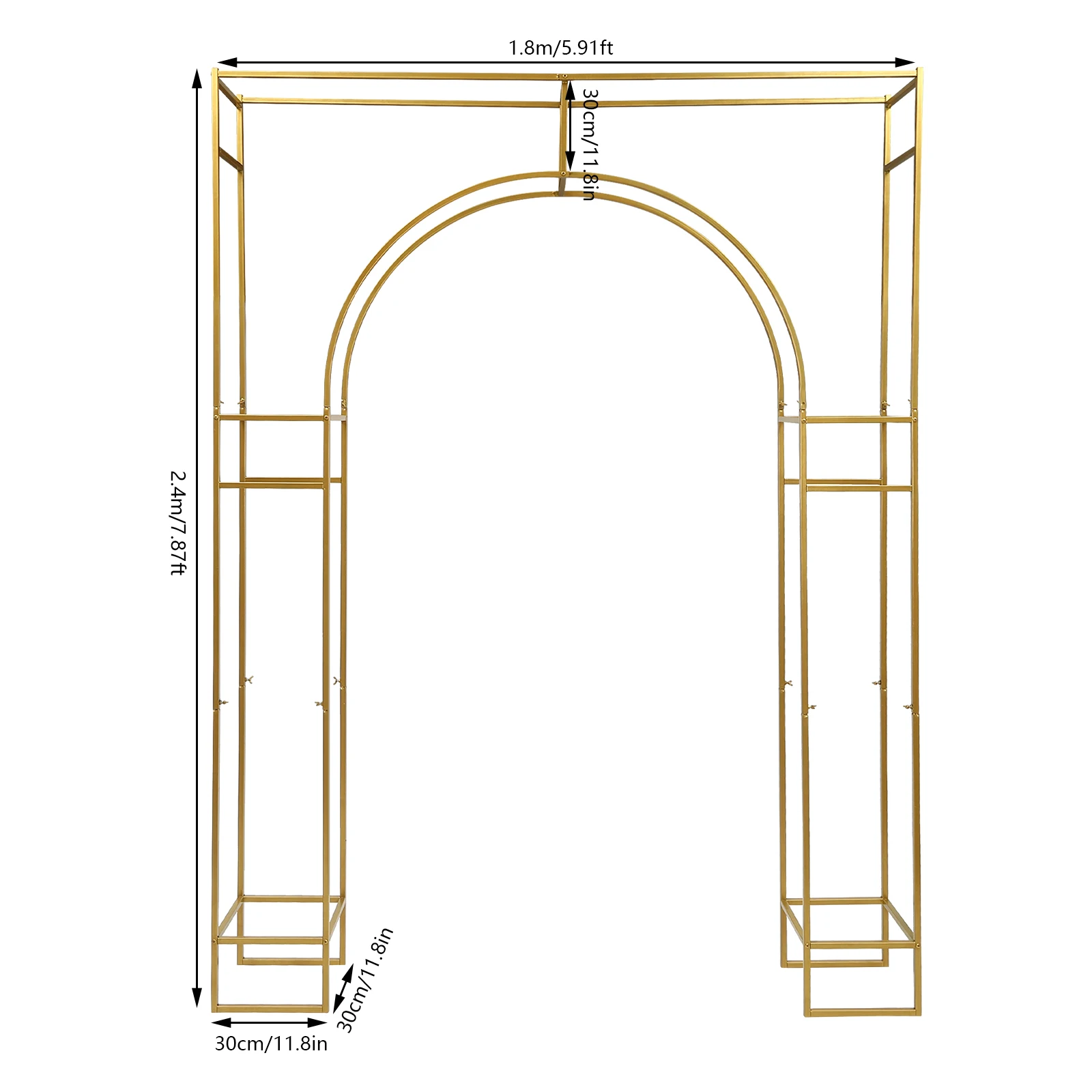 Wedding Arch Backdrop Stand Free Standing Carbon Steel Wedding Arch Bracket 180*30*250 cm for Weddings Parties