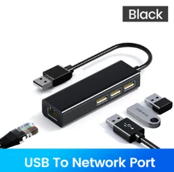 Enhanced Multi - Port USB to Ethernet Adapter Hub (Black)