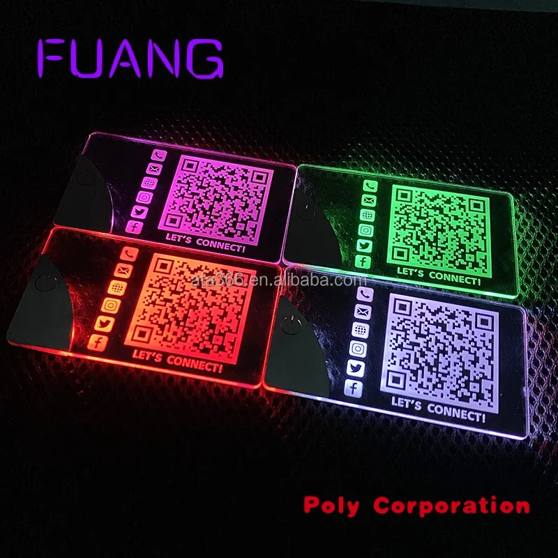 Custom  16 NEW 2022 Luxury LED Acrylic Business Card Custom Business Cards Design Printing Laser Engrave Unique Light up Busines