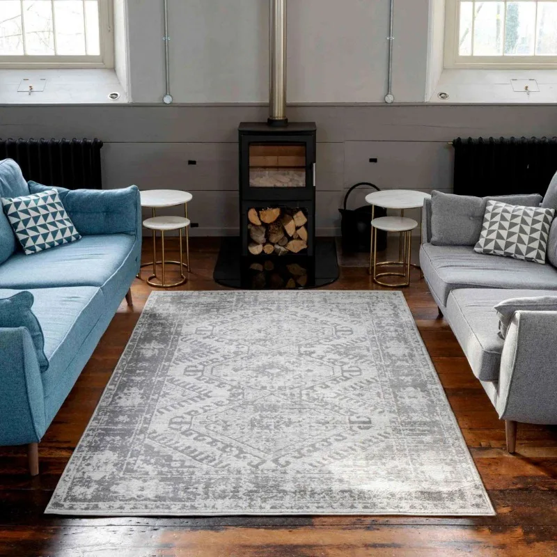 Gray Vintage Boho Rugs Large Non Slip Carpet Moroccan Rugs for Bedroom Dining Room Kitchen Classic Oriental Design Bedroom Rugs 2