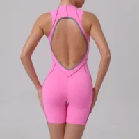 Yoga Jumpsuit Summer Short Sleeveless Sports Wear Gym Fitness Sports Bodysuit Women Dance Running Workout Clothes Yoga Jumpsuit - Image 6