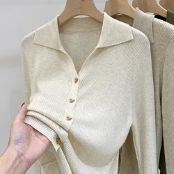 Woman Clothing Korean Reviews Many Clothes Women Sweater Lapel Long Sleeve Tops Knitted Bottoming Shirt Korean Fashion Pullovers