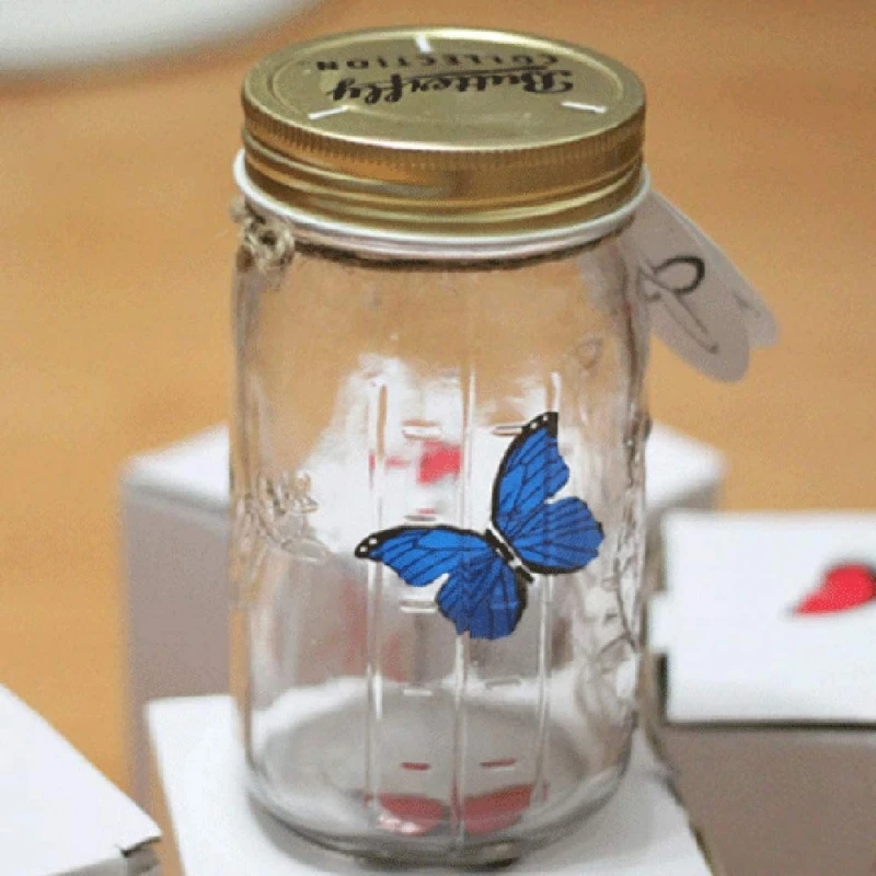 1PC LED Animated Butterfly In A Jar Fluttering Amazing Collection Battery Operated
