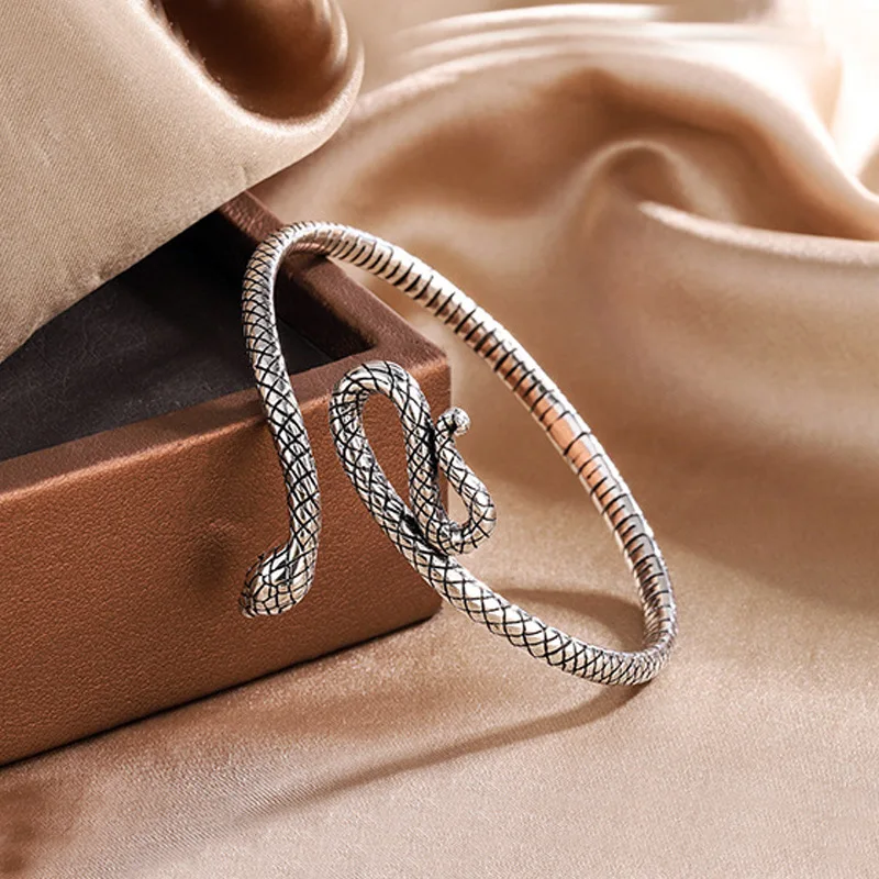 New Arrival Trendy Snake Animal Design Retro Thai Silver Female Bangle For Women Hand Jewellery Accessories Never Fade 2