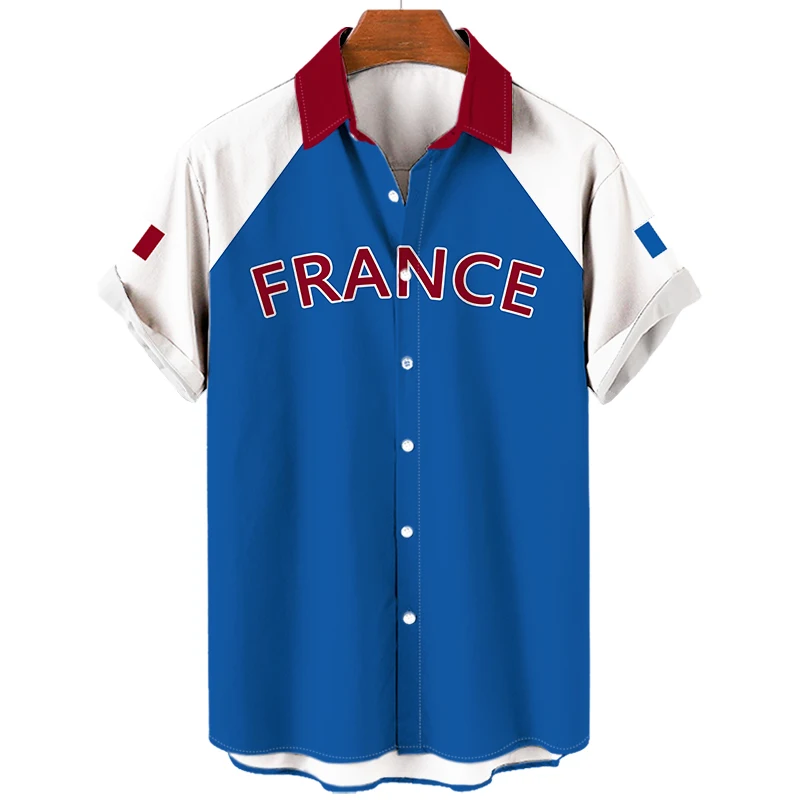 

Men's Shirt National Lapel Short Sleeve Shirt for Men Casual Clothing Male Summer New Top Letter Streetwear Vintage Blouse 2023