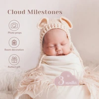 1Set Baby Acrylic Number Milestone Card For Newborn Cute Cloud Shape Photography Props Accessories Month Cards Sticker Baby Gift 5