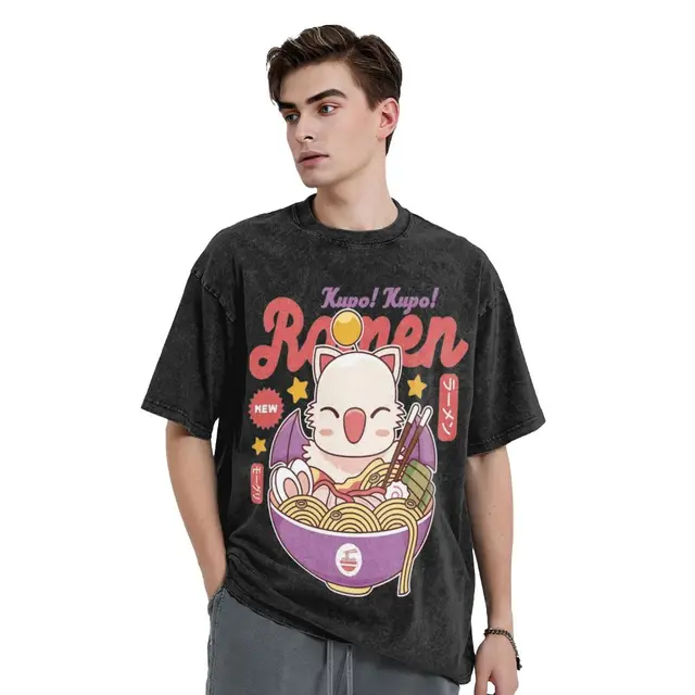 Hip Hop T Shirt Final Fantasy Washed T Shirt Moogle Kupo Ramen Game Final  Fantasy XIVT Hip Hop Cool T-Shirts Oversize Streetwear Graphic Tee Shirt  Men