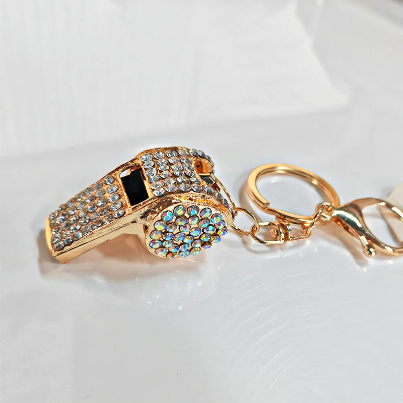Fine diamond Ref Whistle Keychain Bag Hanging Accessory Whistle pendant rhinestone keychain
