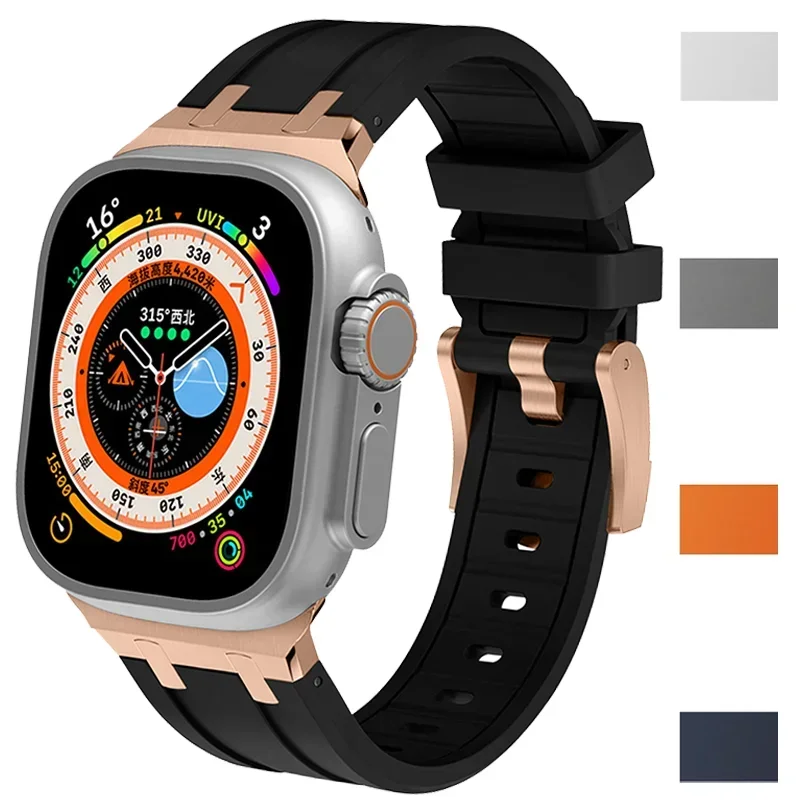 

Silicone Strap For Apple Watch Band Ultra 2 49MM Sports Soft Bracelet for Iwatch Series 9 8 7 45MM 41MM 6 5 4 44MM 42MM 38 40MM