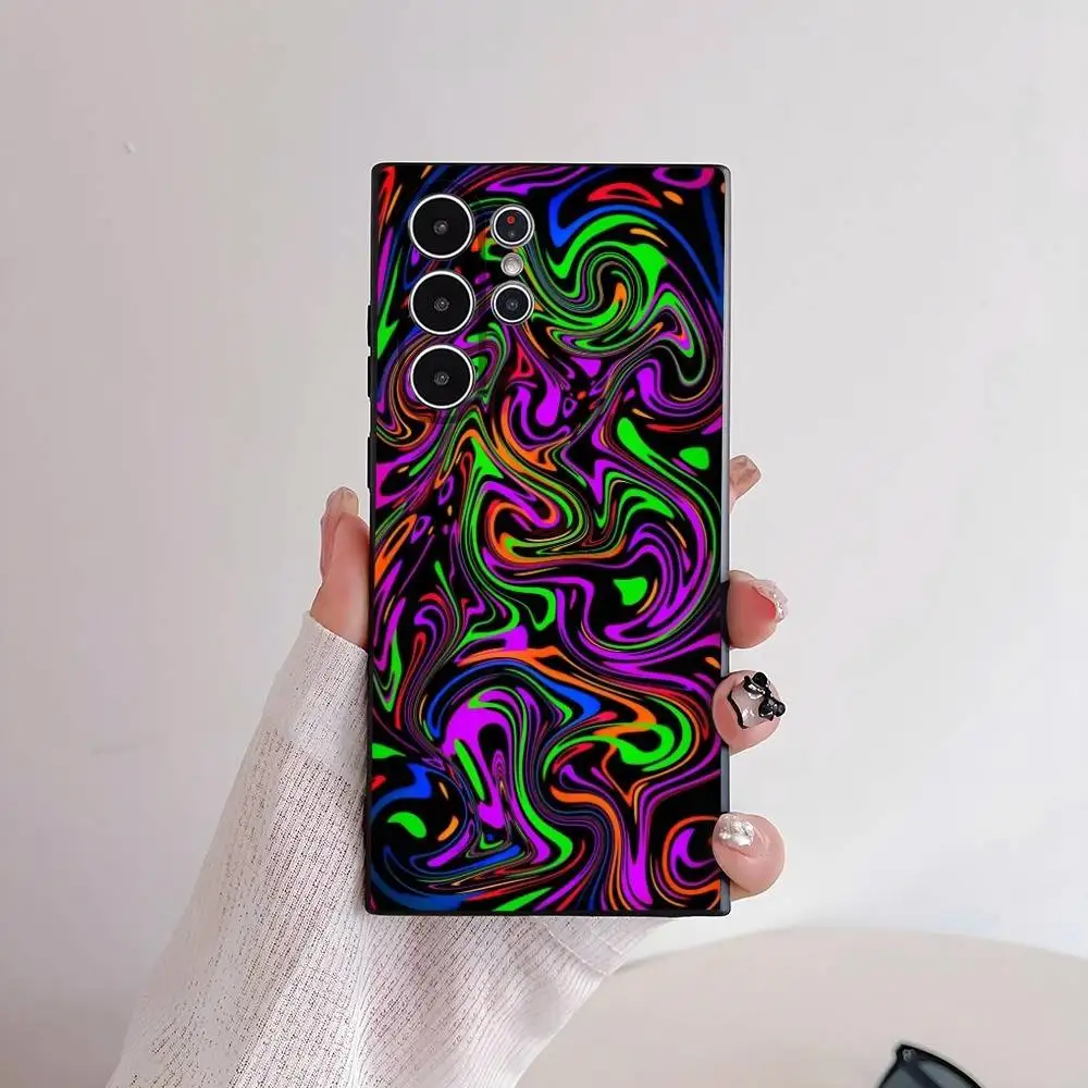 Fashion Neon Swirls Phone Case For Samsung Galaxy S25 S24 S22 S23 Ultra S21 S20 Plus 5G Frosted Non-Slip Full Cover Soft Case – Detail 5