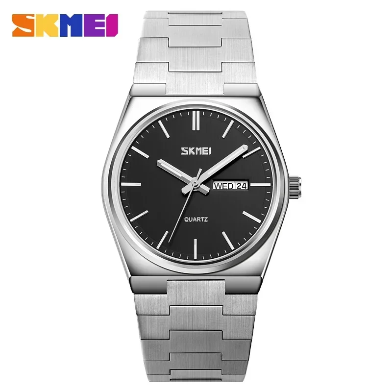SKMEI 9288 Luxury Wristwatches Mens Quartz Full Steel Strap Time Week Date Sports Watch for Men Waterproof Reloj De Hombre 0992