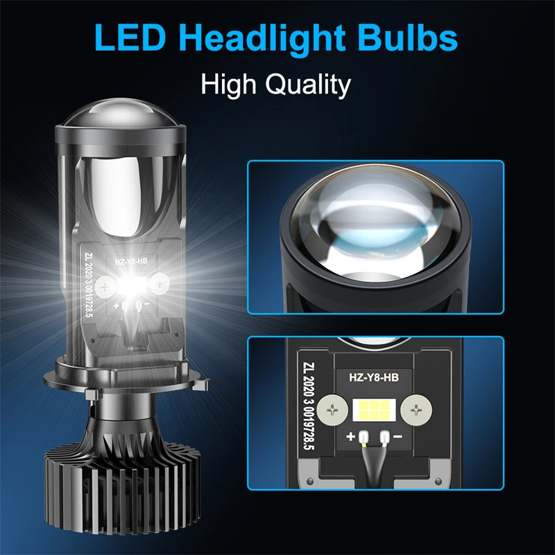 H4 LED 120W/Pair Car Headlight High Beam Low Beam Super Bright Mini Lens Headlight H4 Fan Fog Lamps Waterproof IP67 Canbus Bulb led car lights led lights led bulbs led headlights led car headlights car headlamps