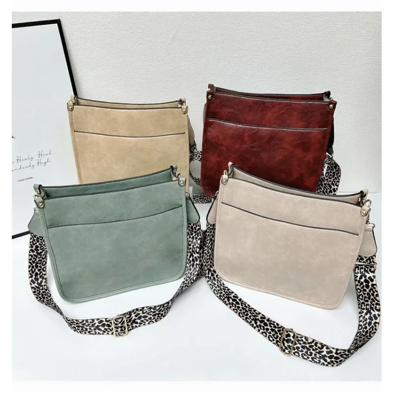 Shoulder Bags New Bucket Large Capacity Leopard Print Wide Shoulder Strap Crossbody Tote Women Handbags Leisure Shopping