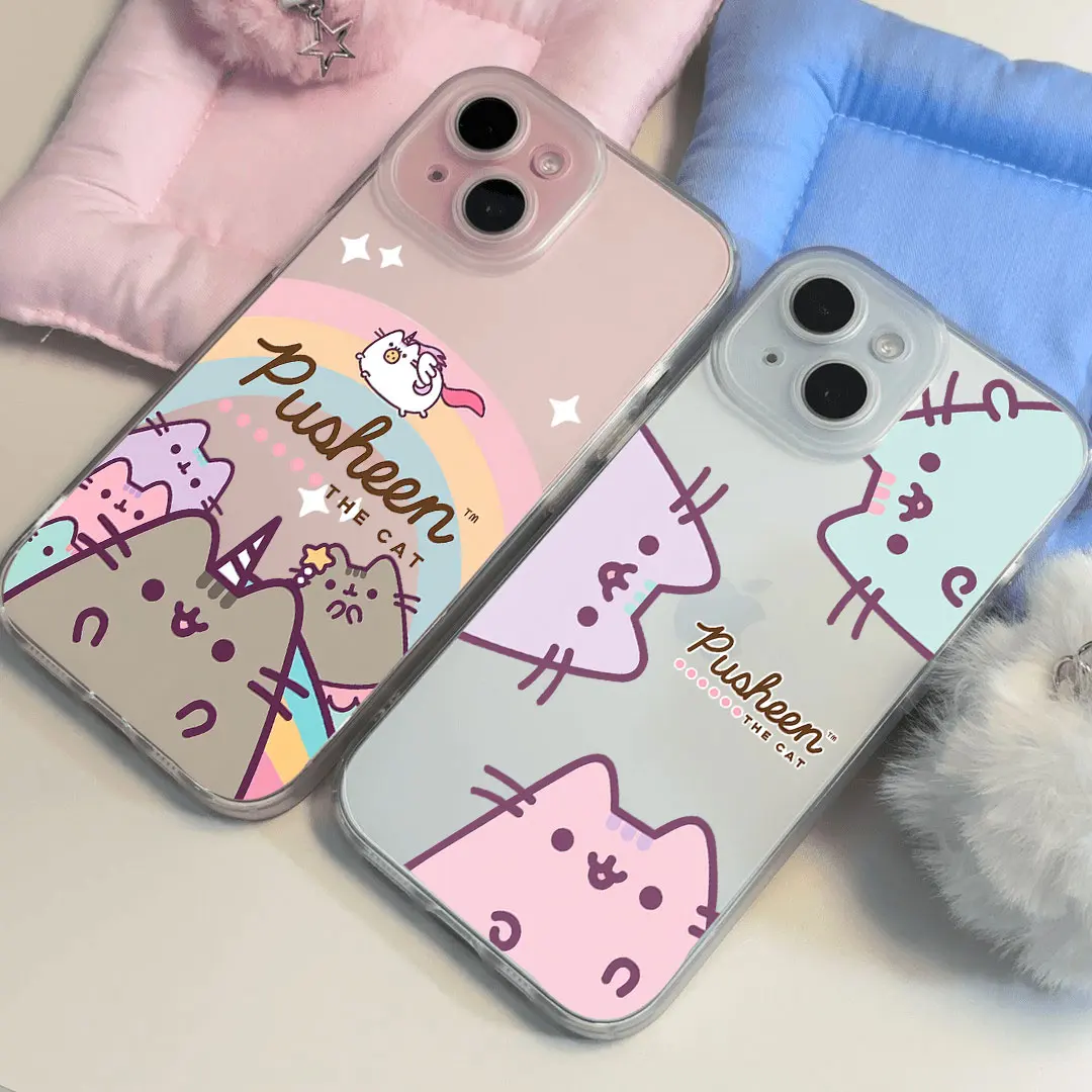 Cartoon Pusheen Cat Shockproof Matte Clear Phone Case