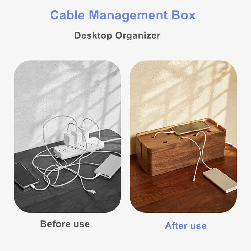 Caja De GestióN De Cables De Madera,Organizador De Cables,Para Ocultar Las  Tiras De AlimentacióN Y Cubrir Cables,Enchufes EléCtricos,Caja Organizador  Escritorio,Caja Recoge Cables,Caja Cables De Carga : : Bricolaje y  herramientas