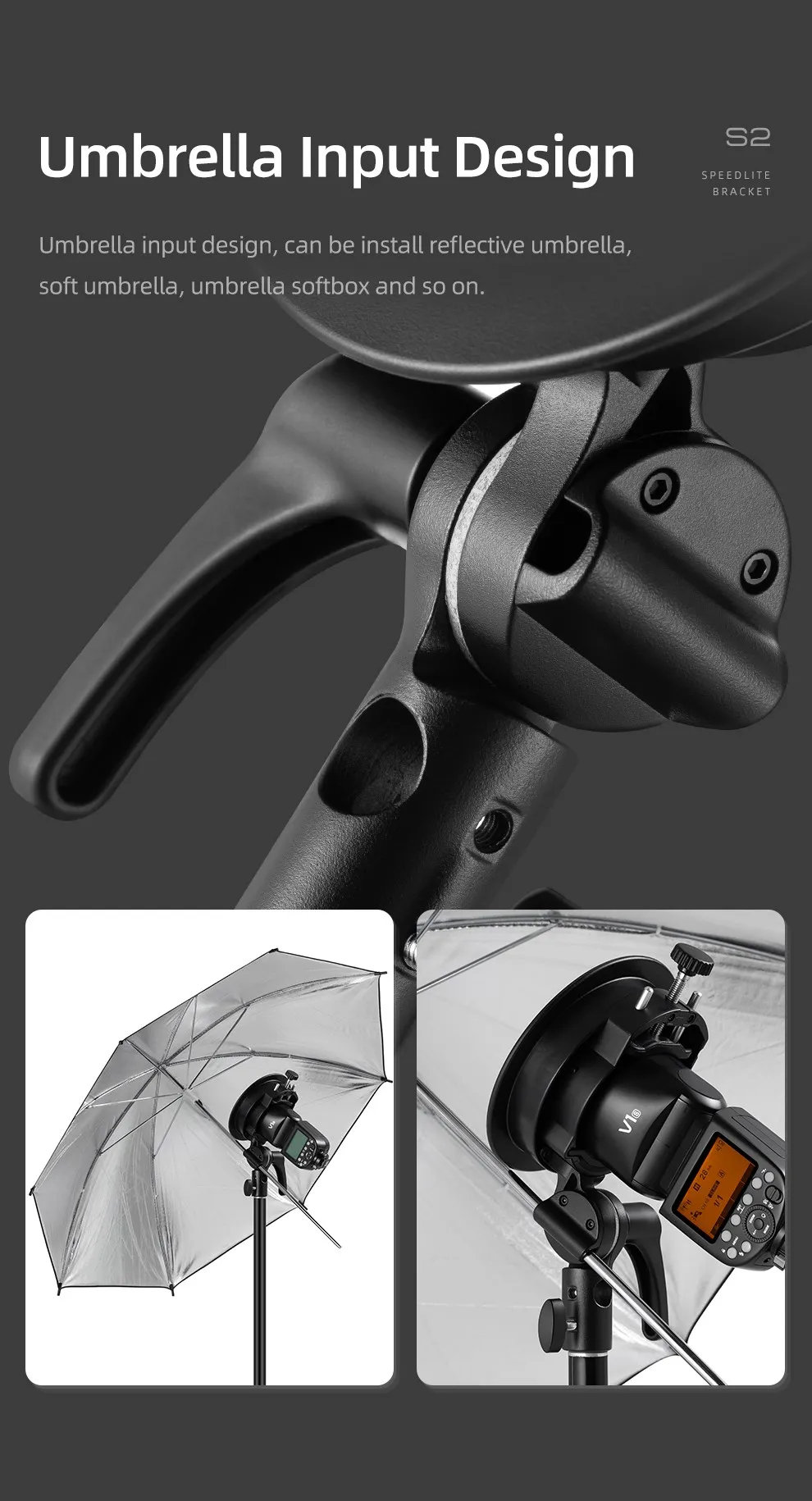 S2 S3 Bowens Mount Flash S-type Holder Bracket for V1 V860II AD200 AD400PRO Spe