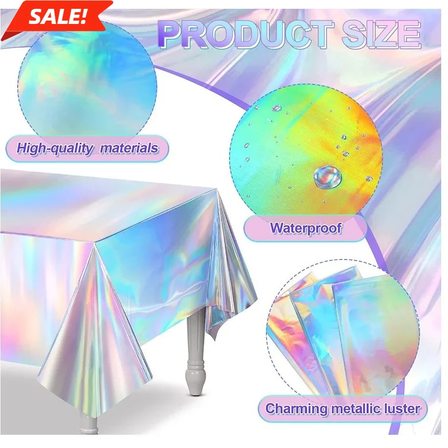 Laser Rainbow Theme Party Disposable Tablecloth Rectangular Mantel De Mesa Cover For Birthday Wedding Home Decor