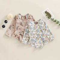 Kids Baby Girl Summer Swimwear Floral Print Backless Ruffles Long Sleeve Bodysuit Bathing Suit Girls Beachwear 0-4 Years 5