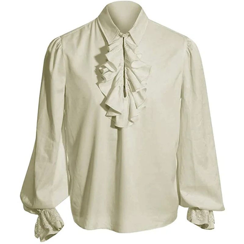 thumbnail image 1 of Camisa con volantes estilo pirata, estilo renacentista, victoriano, steampunk, colonial, disfraz de Halloween medieval para adultos y niños, 1 of 4