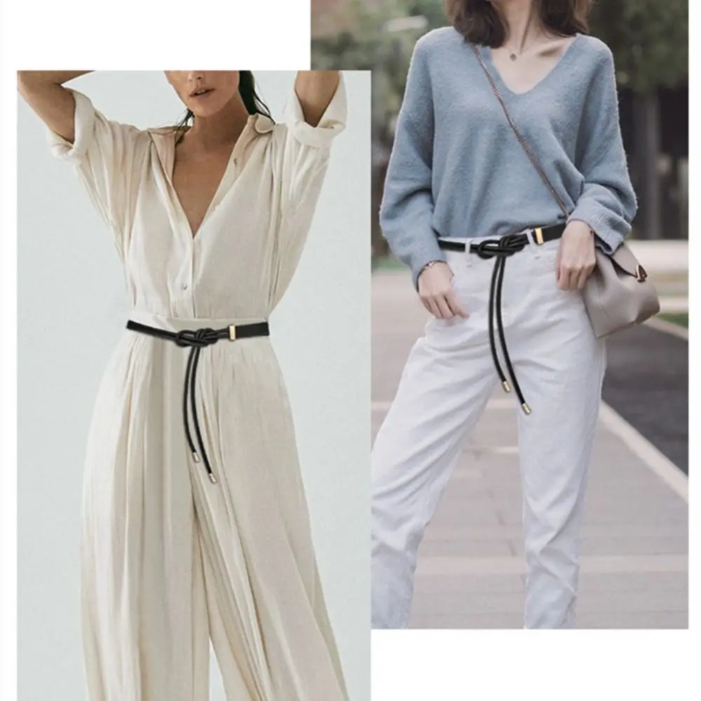 Verstellbarer Schnürgürtel aus Kunstleder, Damen-Taillengürtel, verschleißfester Damengürtel für Pullover, Kleid, Mantel, schmal zur Dekoration – Detail 4