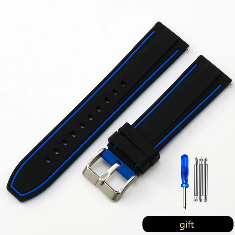 Dual-Tone Quick Release Soft Silicone Watch Strap - Available in Multiple Sizes
