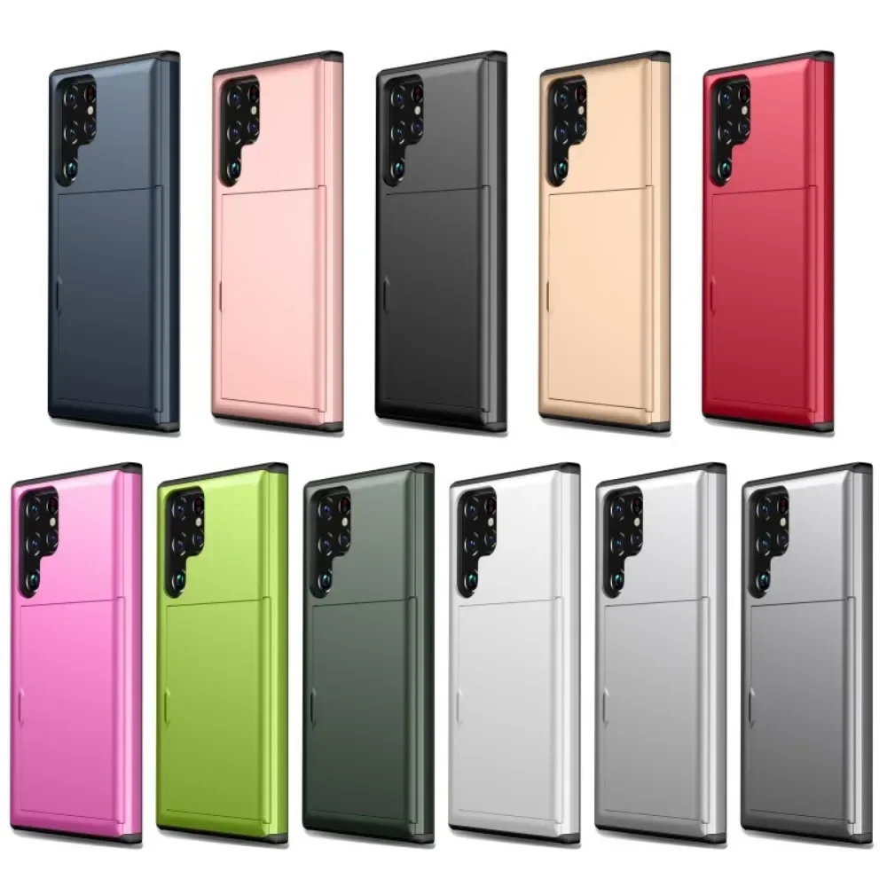 Slider Card Case For Samsung Galaxy S23 S24 S25 Ultra S24 S23 S22 S21 S20 FE Hard Shell Phone Case Galaxy Note 20 Ultra Note 10 6